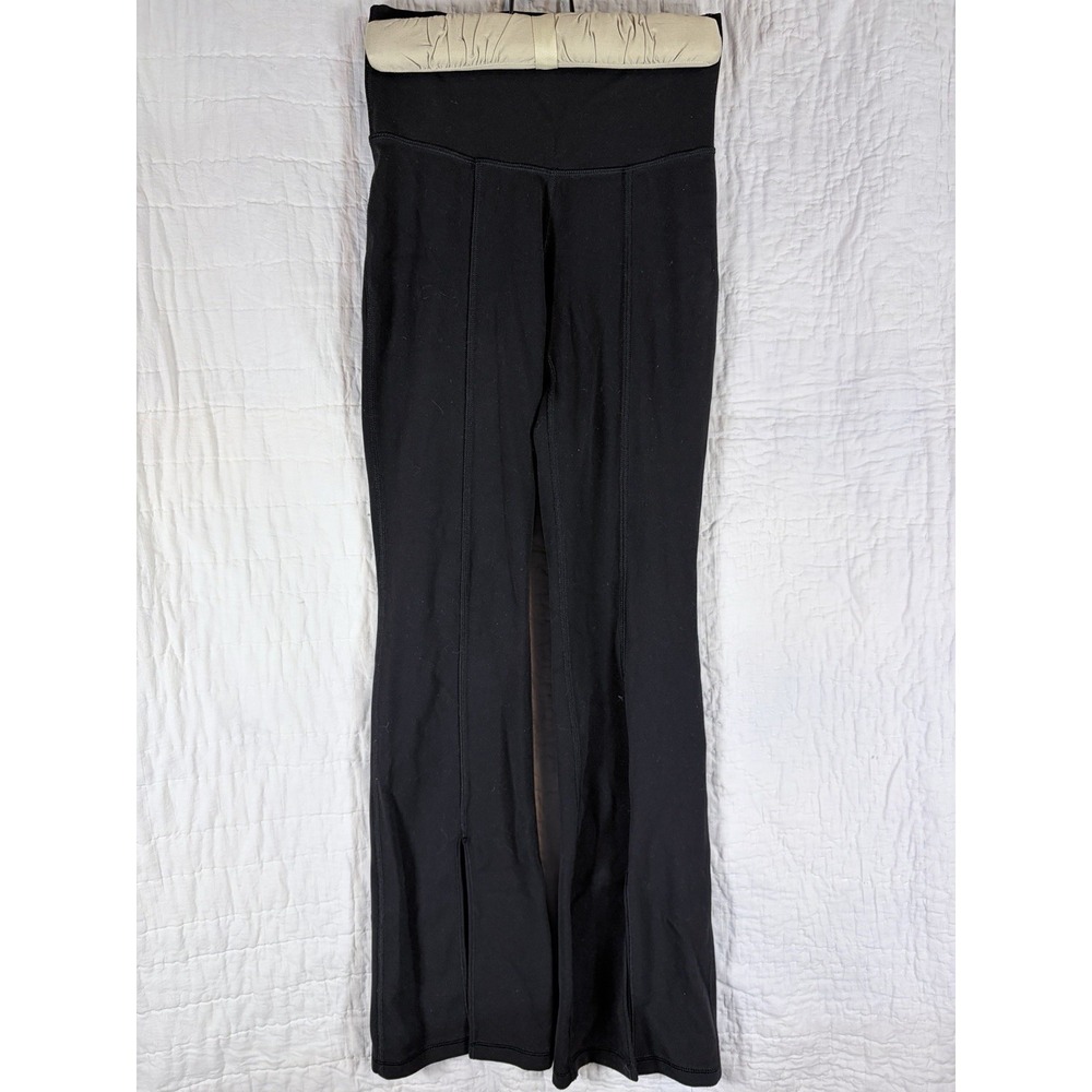 TNA Women's Black Flared Leggings Cotton Split Leg Flattering Size XS